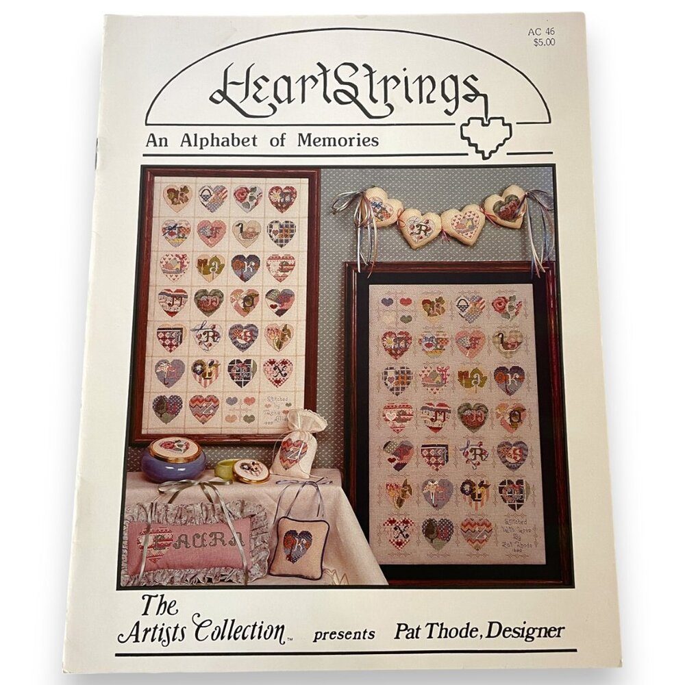 An Alphabet of Memories Cross Stitch Heartstrings Pat Thode Hearts 1989